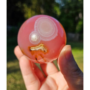 pink jelly agate sphere 2.2 in